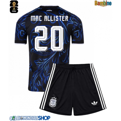 Maglie da calcio Argentina Alexis Mac Allister #20 Seconda Maglia Bambino Mondiali 2026  Manica Corta + Pantaloni corti)